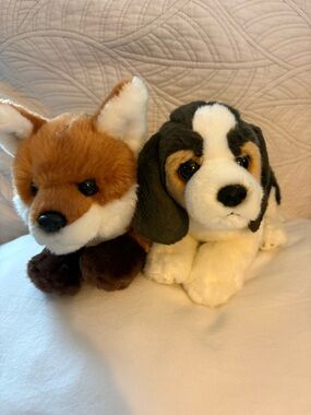 Plush Puppy Stuffed Animal - Brown, White and Black - Soft Cuddly Toy